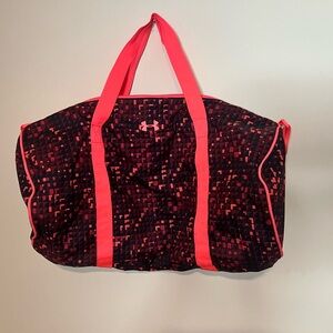 Under Armour Black Duffel Bag with Pink Coral Accents